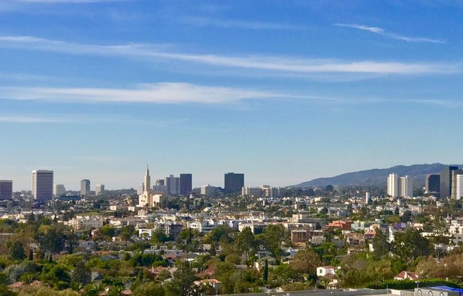 A view of the city from above.