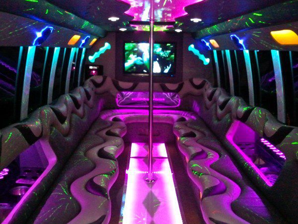 A view of the inside of a party bus.