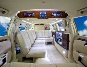 A car with many seats in it