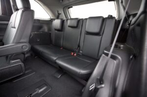 A car with three seats in the back