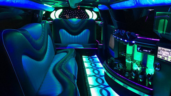 A limo with lights on the back of it