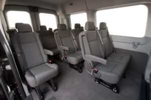 A group of seats in the back of a van.