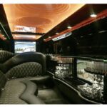 A picture of the inside of a limo.