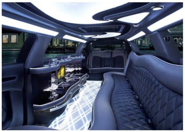 A limo is shown with its seats folded down.