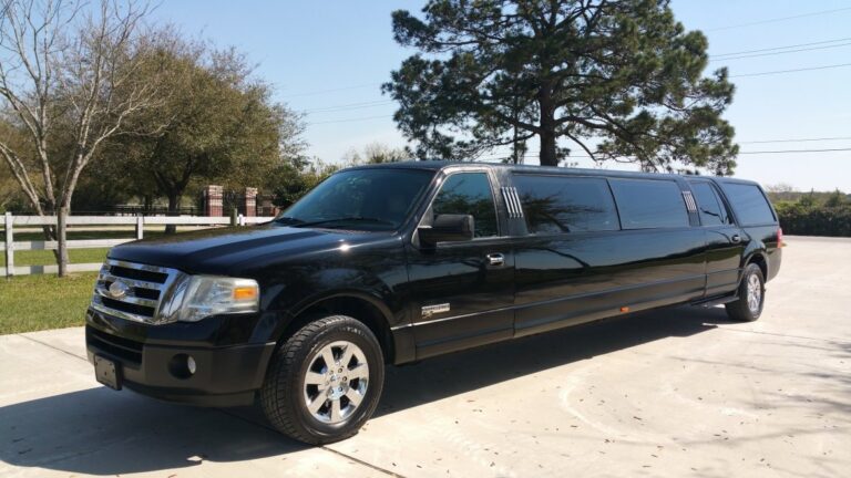 A black limo parked in the driveway of a house.