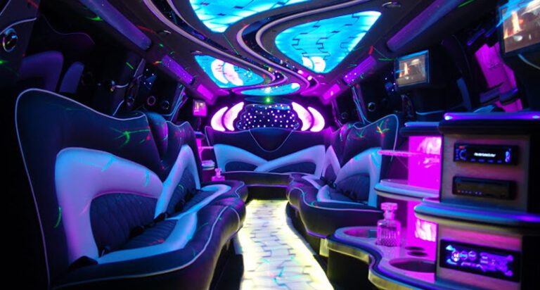 A picture of the inside of a limo.