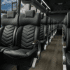 A bus with many seats in it