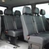 A van with many seats in it