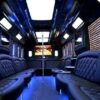 A picture of the inside of a limo.