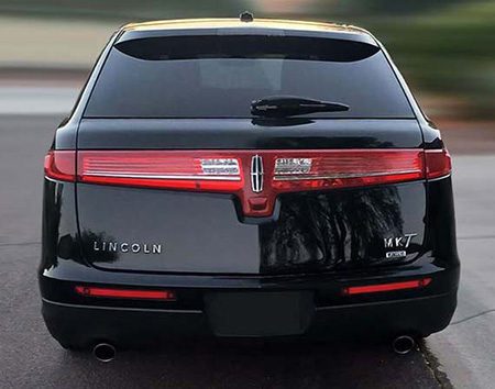 A black lincoln mkt is shown from the rear.